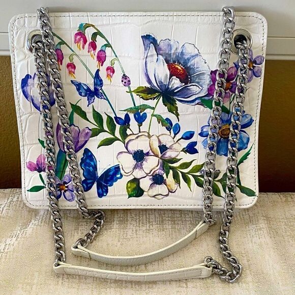 Authentic Brighton Sylvie White Floral Chain Shoulder/Crossbody Bag/Purse. EUC! - Picture 5 of 13
